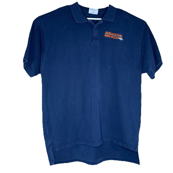 Majestic Men's Polo Shirt NFL Denver Broncos Navy Cotton Size XL - 1990’s - Picture 1 of 9